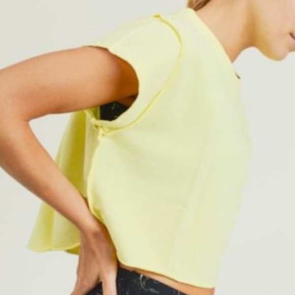 Cap Sleeve Crop Top With Raw Edges, 100% C… - Picture 6 of 12